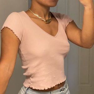 F21 Pink Ruffled CropTop